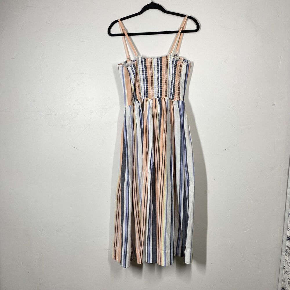 Free People Dress Womens Medium Lilah Pleated Tube Striped Sundress Cotton - Picture 10 of 12